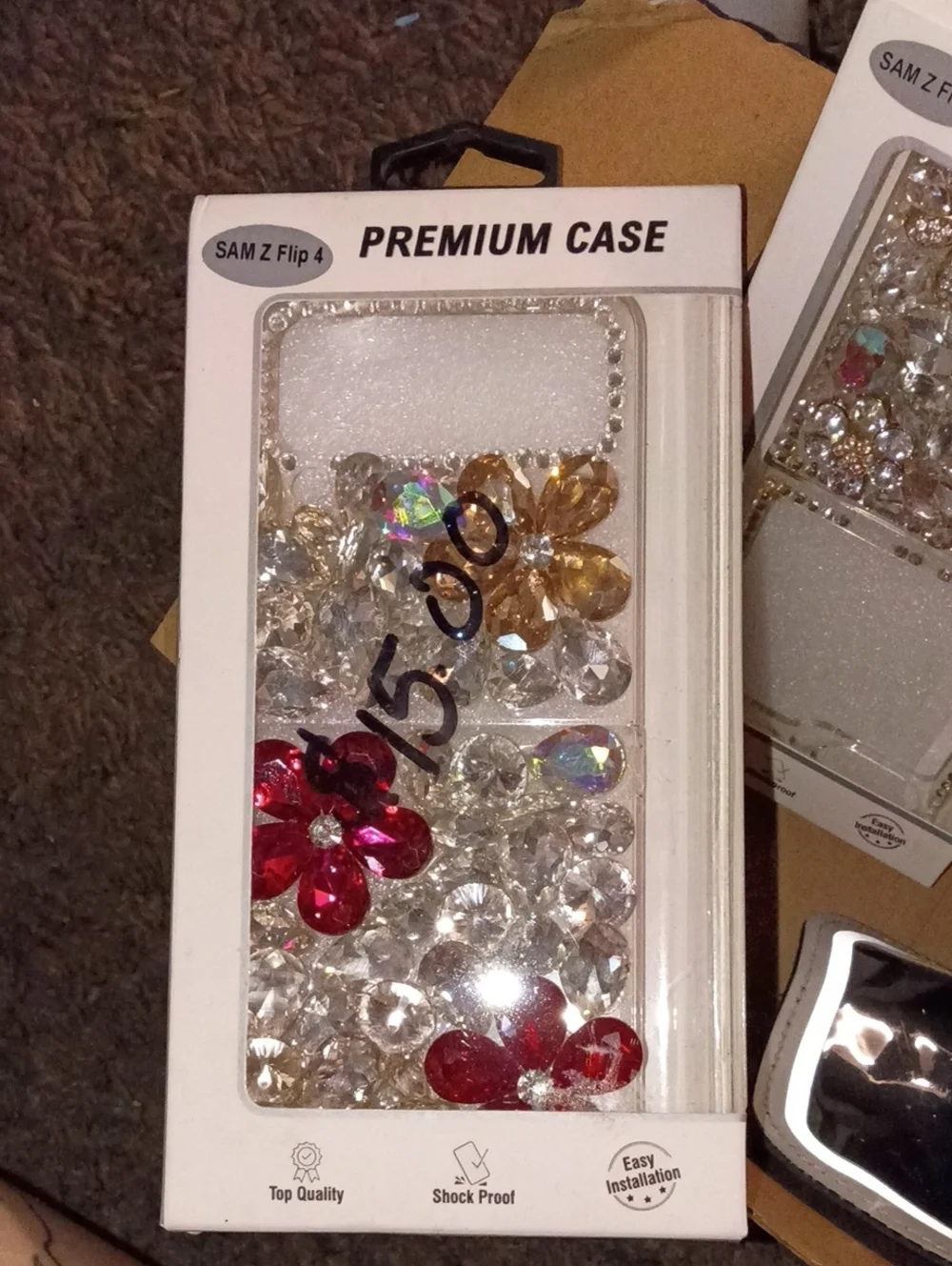 Premium Bling Floral Phone Case for - Gold, Red, Clear